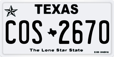 TX license plate COS2670