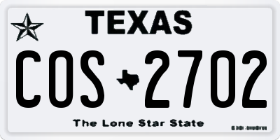 TX license plate COS2702