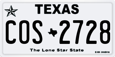 TX license plate COS2728