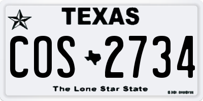 TX license plate COS2734