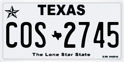 TX license plate COS2745