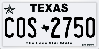 TX license plate COS2750