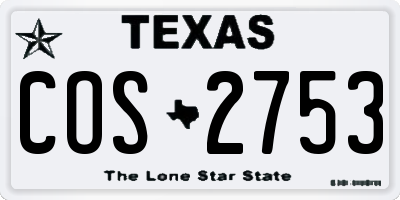 TX license plate COS2753