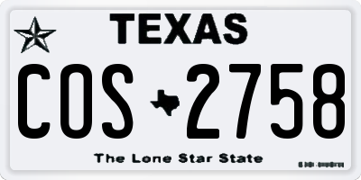 TX license plate COS2758