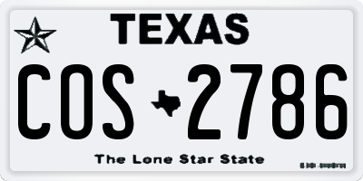 TX license plate COS2786