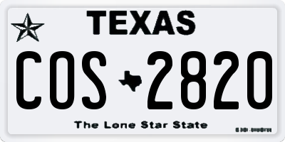TX license plate COS2820