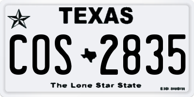 TX license plate COS2835