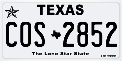 TX license plate COS2852