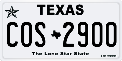 TX license plate COS2900