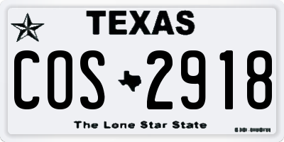 TX license plate COS2918