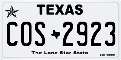 TX license plate COS2923
