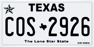 TX license plate COS2926