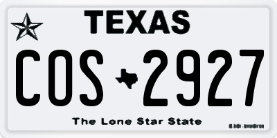 TX license plate COS2927
