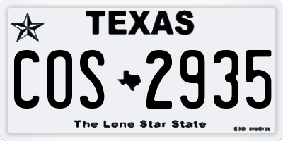 TX license plate COS2935