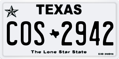 TX license plate COS2942