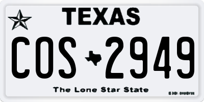 TX license plate COS2949
