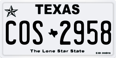 TX license plate COS2958