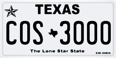 TX license plate COS3000