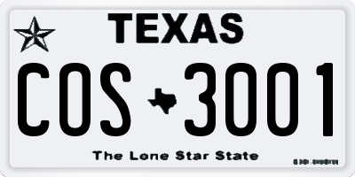 TX license plate COS3001