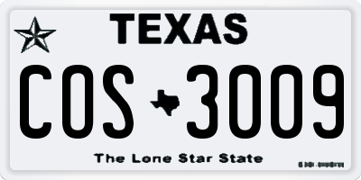 TX license plate COS3009