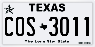 TX license plate COS3011
