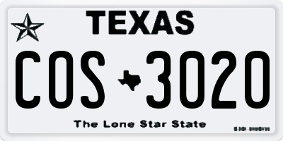 TX license plate COS3020