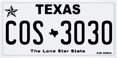 TX license plate COS3030