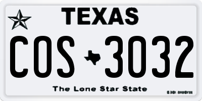 TX license plate COS3032