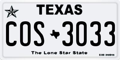 TX license plate COS3033