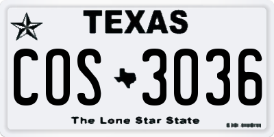 TX license plate COS3036