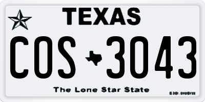 TX license plate COS3043
