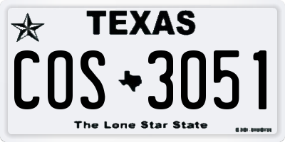 TX license plate COS3051