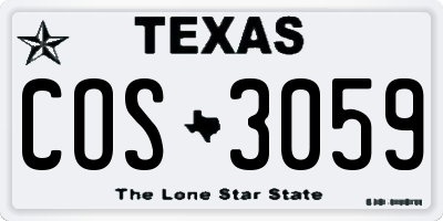 TX license plate COS3059