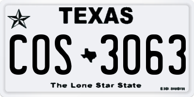 TX license plate COS3063
