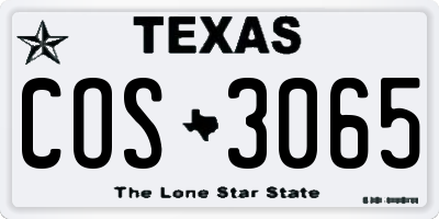 TX license plate COS3065