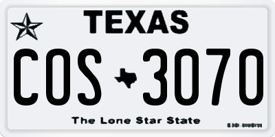 TX license plate COS3070