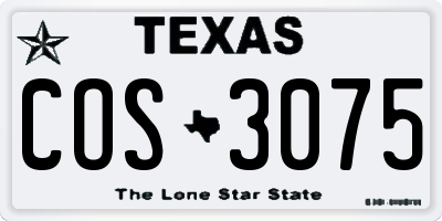 TX license plate COS3075