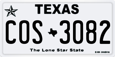 TX license plate COS3082