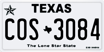 TX license plate COS3084
