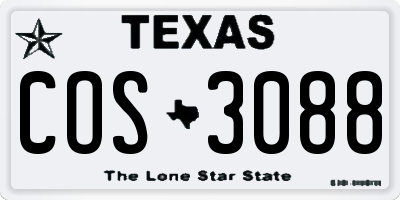 TX license plate COS3088