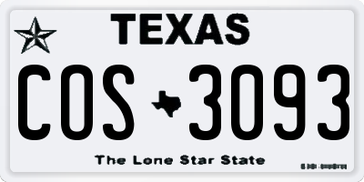 TX license plate COS3093
