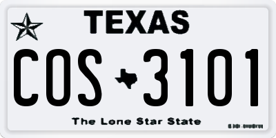 TX license plate COS3101