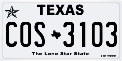 TX license plate COS3103