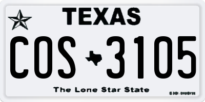 TX license plate COS3105