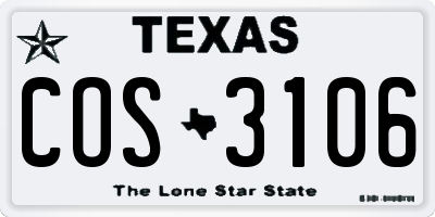 TX license plate COS3106