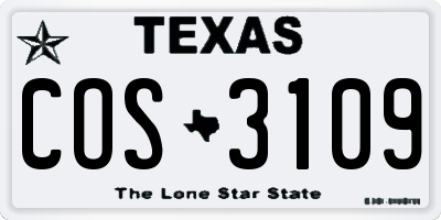 TX license plate COS3109