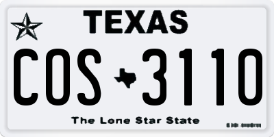 TX license plate COS3110