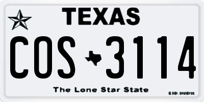 TX license plate COS3114