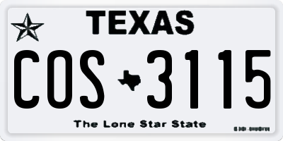 TX license plate COS3115