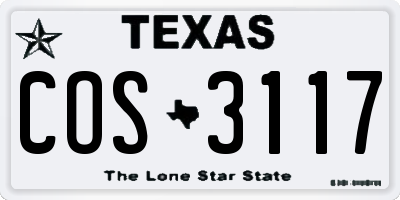 TX license plate COS3117
